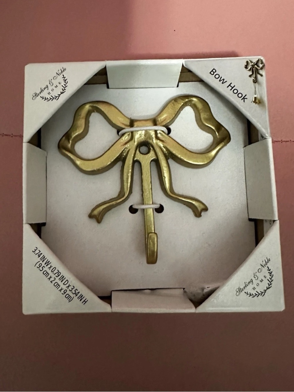Gold Bow Wall Hook - Decorative Bow Hook for Home Accents